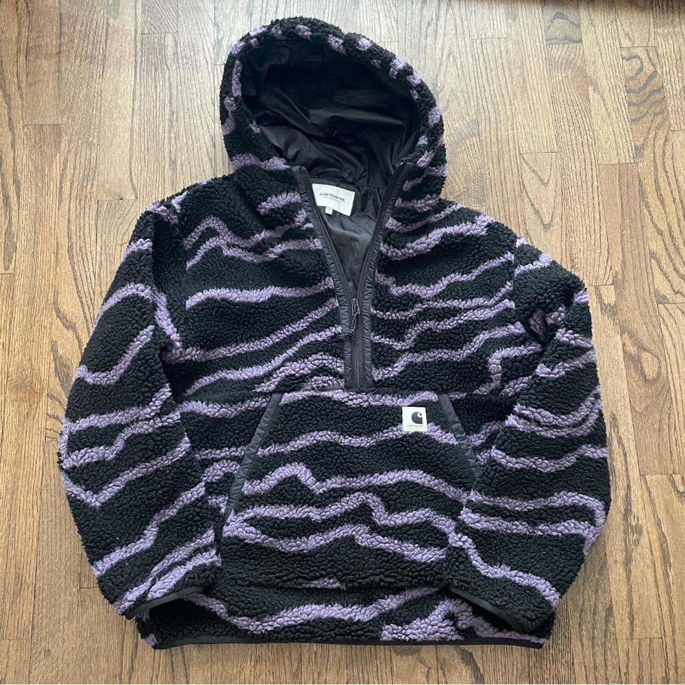 Carhartt WIP Black Hooded Loon Liner Jacket Wave Purple Women’s Small